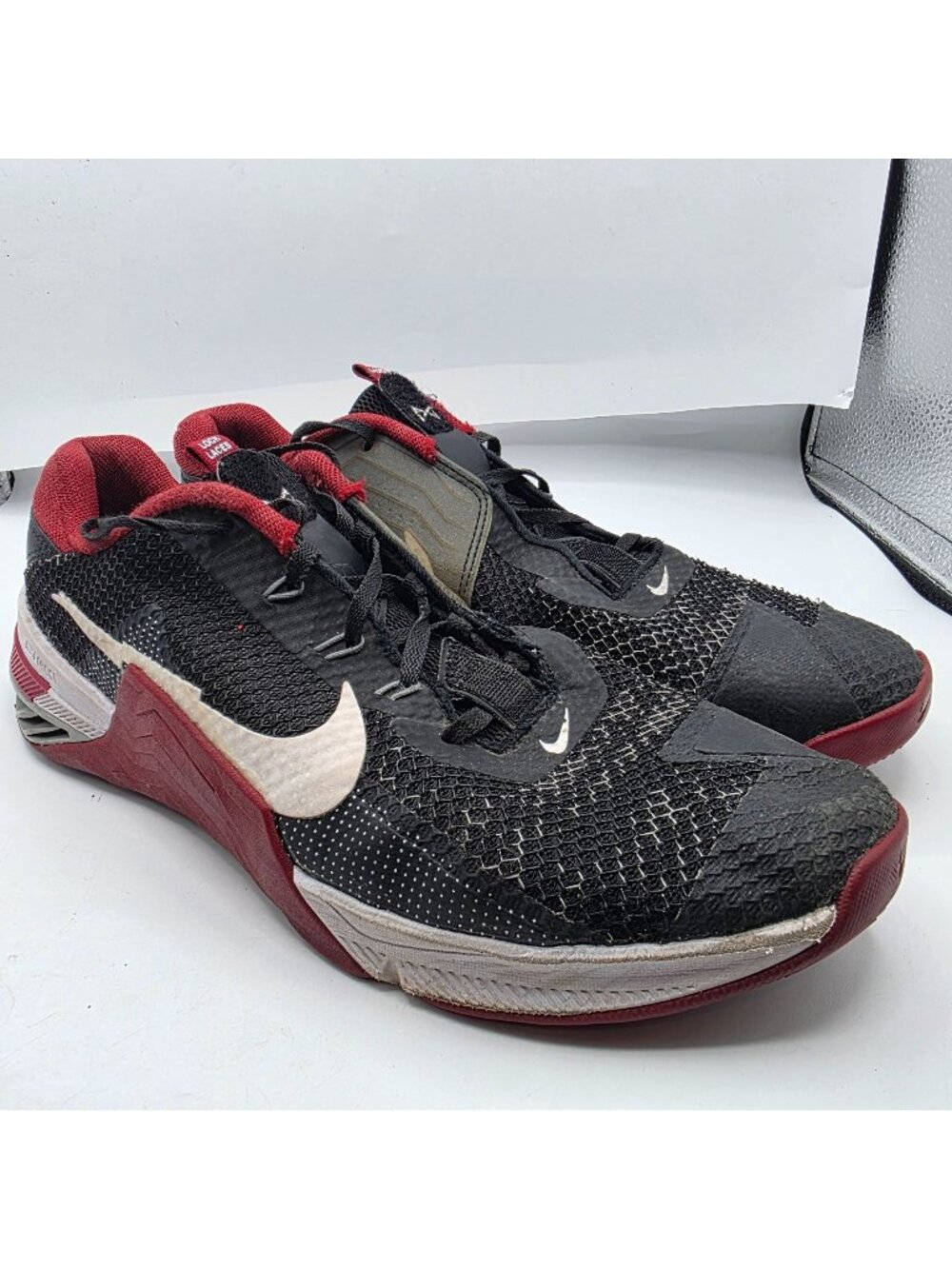 Nike Metcon 7 Mens Size 12 Black Red Training Shoes Athletic Walking CZ8281-086